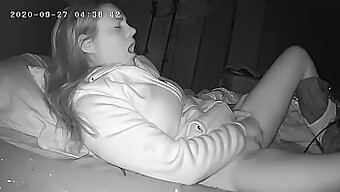 A busty and thick woman wakes up early to pleasure herself before work, recorded on a hidden camera