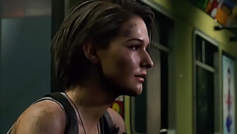 Jill Valentine, lik iz video iger, se razvaja z ogromnim tičem v 3D animaciji