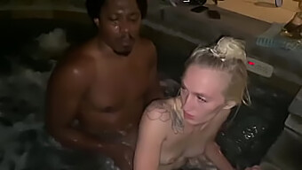 Daddy and his blonde daughter have a hilarious time in the hot tub